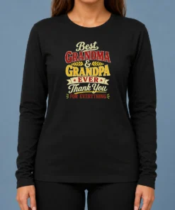 Original Grandparents Day Best Grandma Grandpa Typography Long Sleeve Shirt