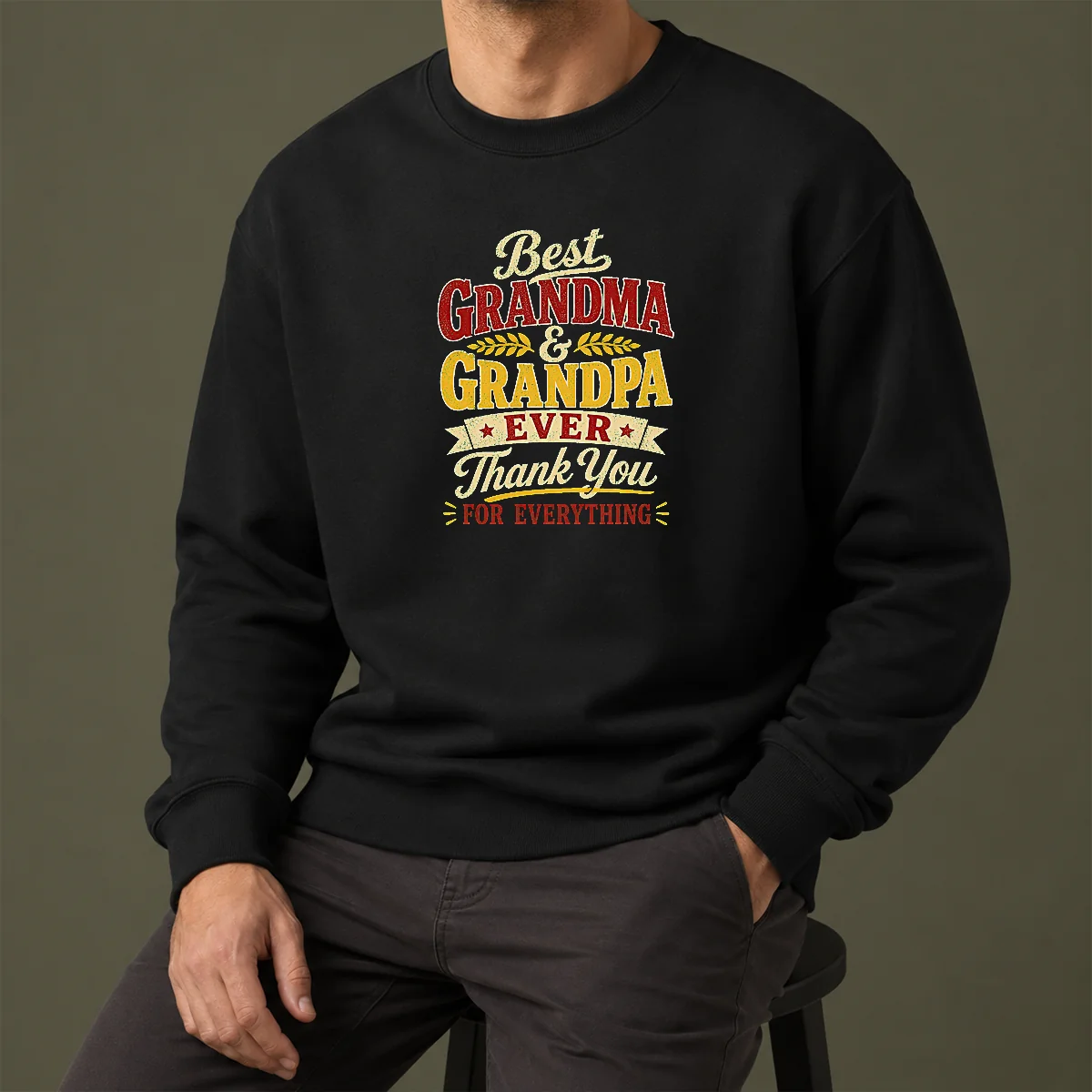 Original Grandparents Day Best Grandma Grandpa Typography Sweater