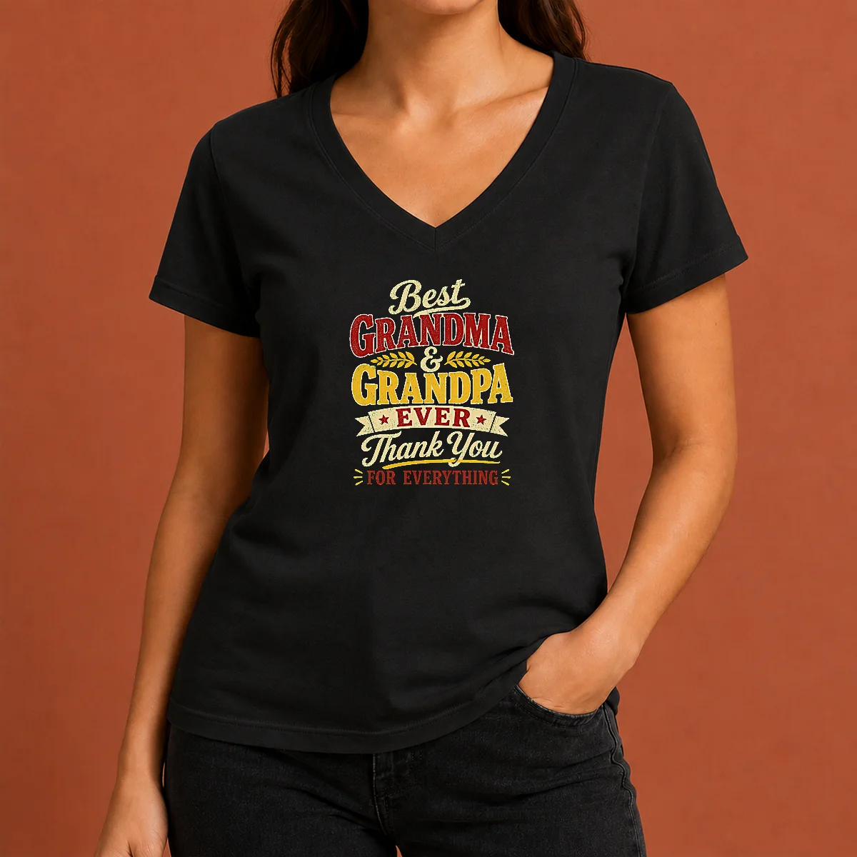 Original Grandparents Day Best Grandma Grandpa V-Neck Shirt Original Grandparents Day Best Grandma Grandpa V-Neck Shirt
