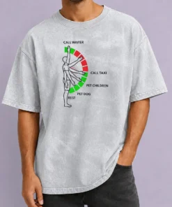 Original Man Arm Positions Call Waiter Call Taxi Pet Children Pet Dog Rest Washed T-Shirt