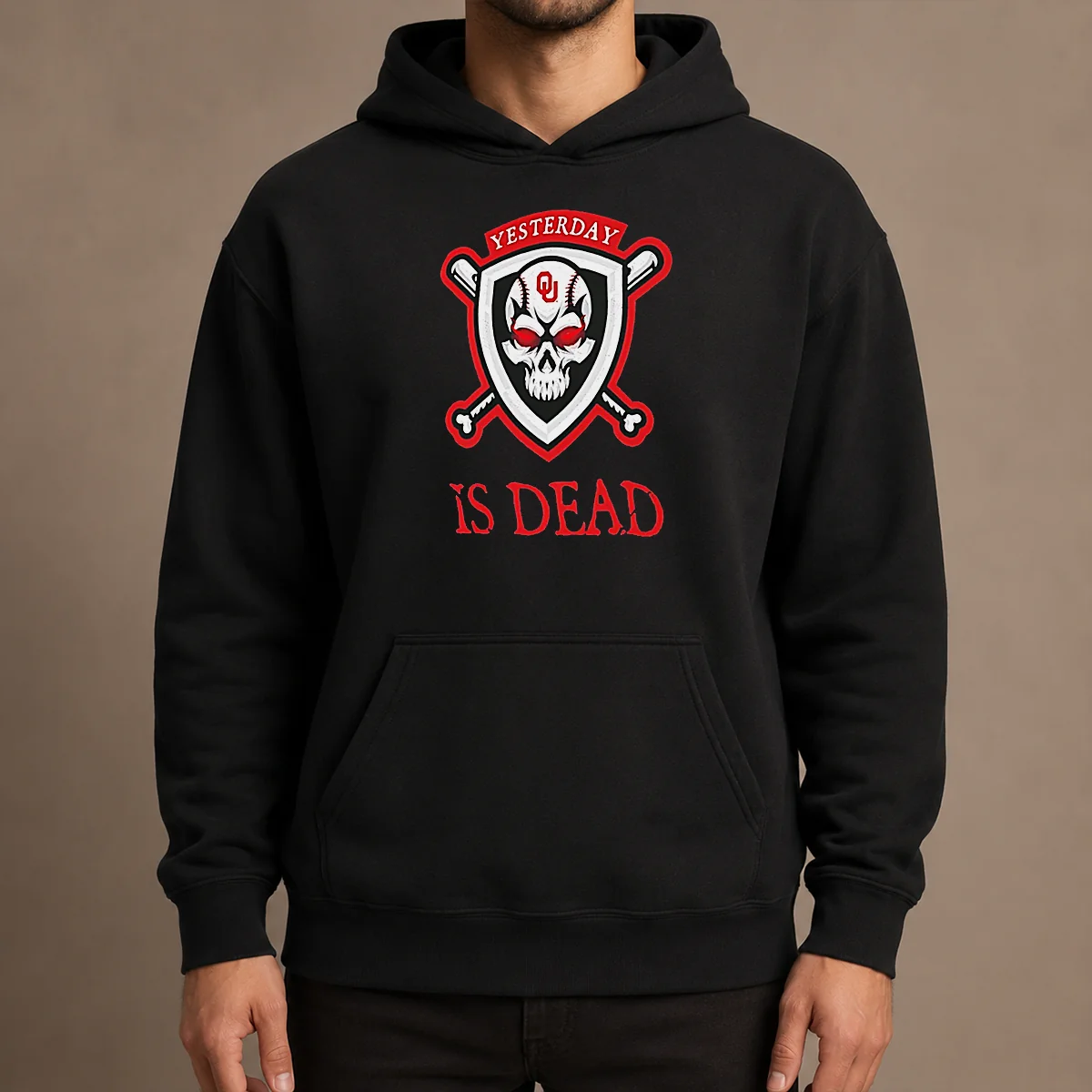 Original Officials Yesterday Is Dead Oklahoma Sooners Baseball Skull Hoodie