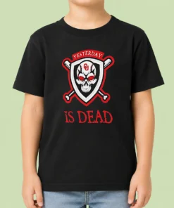 Original Officials Yesterday Is Dead Oklahoma Sooners Baseball Skull Kids T-Shirt