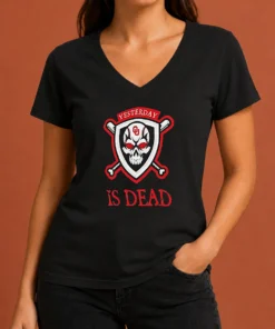 Original Officials Yesterday Is Dead Oklahoma Sooners Baseball Skull V Neck Shirt in classic v neck style with bold graphic