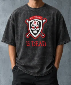 Original Officials Yesterday Is Dead Oklahoma Sooners Baseball Skull Washed T-Shirt