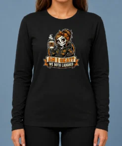 Original Skeleton Girl Coffee Humor Mascot Long Sleeve Shirt