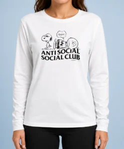 Original Snoopy Charlie Brown Peanuts Anti Social Social Club Long Sleeve Shirt