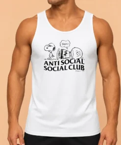Original Snoopy Charlie Brown Peanuts Anti Social Social Club Tank Top in white, sleeveless casual wear