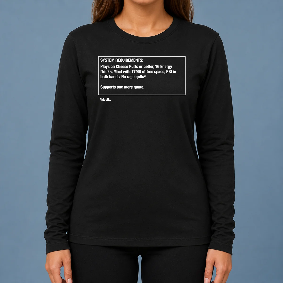 Original System Requirements For Gamers No Rage Quits Long Sleeve Shirt