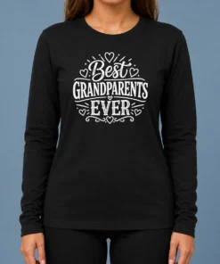 Perfect Happy Best Grandparents Ever Line Art Long Sleeve Shirt showing front view on a white background