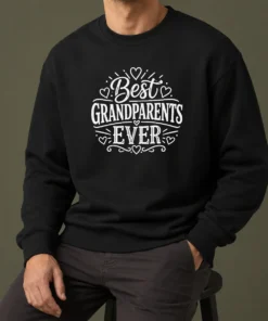 Perfect Happy Best Grandparents Ever Line Art Sweater in cozy knit fabric with simple black line art design