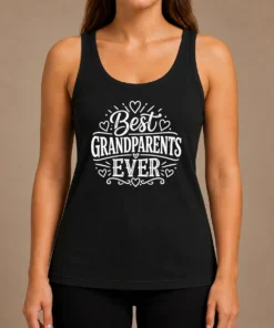 Perfect Happy Best Grandparents Ever Line Art Tank Top in soft cotton fabric with minimalist line art design
