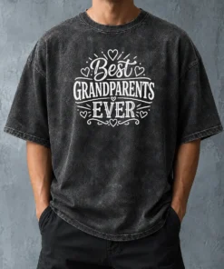 Perfect Happy Best Grandparents Ever Line Art Washed T Shirt featuring soft cotton fabric and relaxed fit