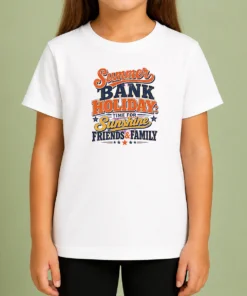 Perfect Nice Summer Bank Holiday Vintage Family Gatherings Kids T Shirt featuring colorful retro design on a soft cotton tee