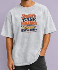Perfect Nice Summer Bank Holiday Vintage Family Gatherings Washed T Shirt laid flat showing soft fabric and faded vintage print