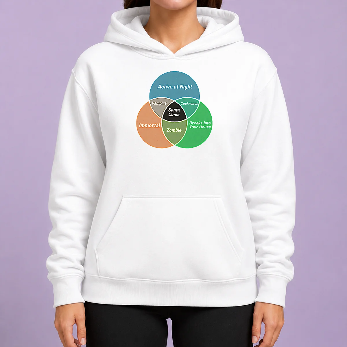 Perfect Premium Social Energy Venn Diagram Hoodie in charcoal gray with front graphic print and adjustable drawstring hood
