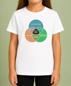 Perfect Premium Social Energy Venn Diagram Kids T Shirt in bright colors showing a playful Venn diagram design on a comfortable cotton tee
