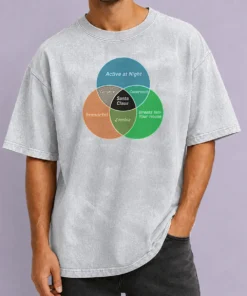 Perfect Premium Social Energy Venn Diagram on a soft washed t shirt in light grey, front view