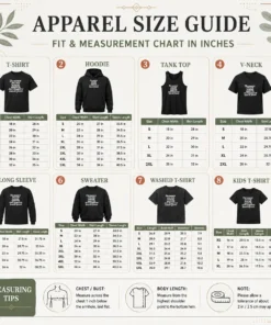 Size chart for Perfect Pretty The Moment You Stop Seeking Approval with measurements in inches and cm