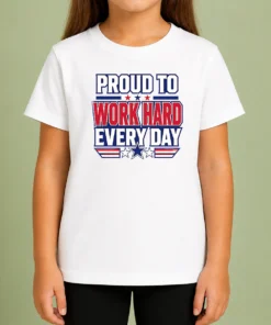 Premium American Labour Day Proud Worker Typography Kids T-Shirt