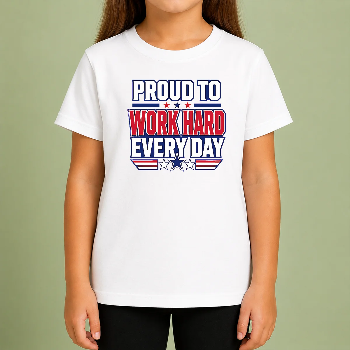 Premium American Labour Day Proud Worker Typography Kids T-Shirt