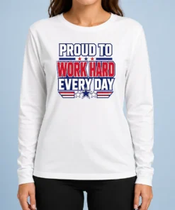 Premium American Labour Day Proud Worker Typography Long Sleeve Shirt
