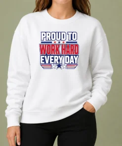 Premium American Labour Day Proud Worker Typography Sweater in dark color with bold white text design