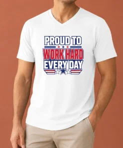 Premium American Labour Day Proud Worker Typography V-Neck Shirt