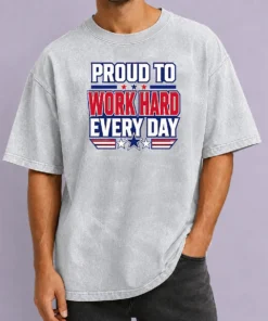 Premium American Labour Day Proud Worker Typography on a soft washed t shirt in faded colors