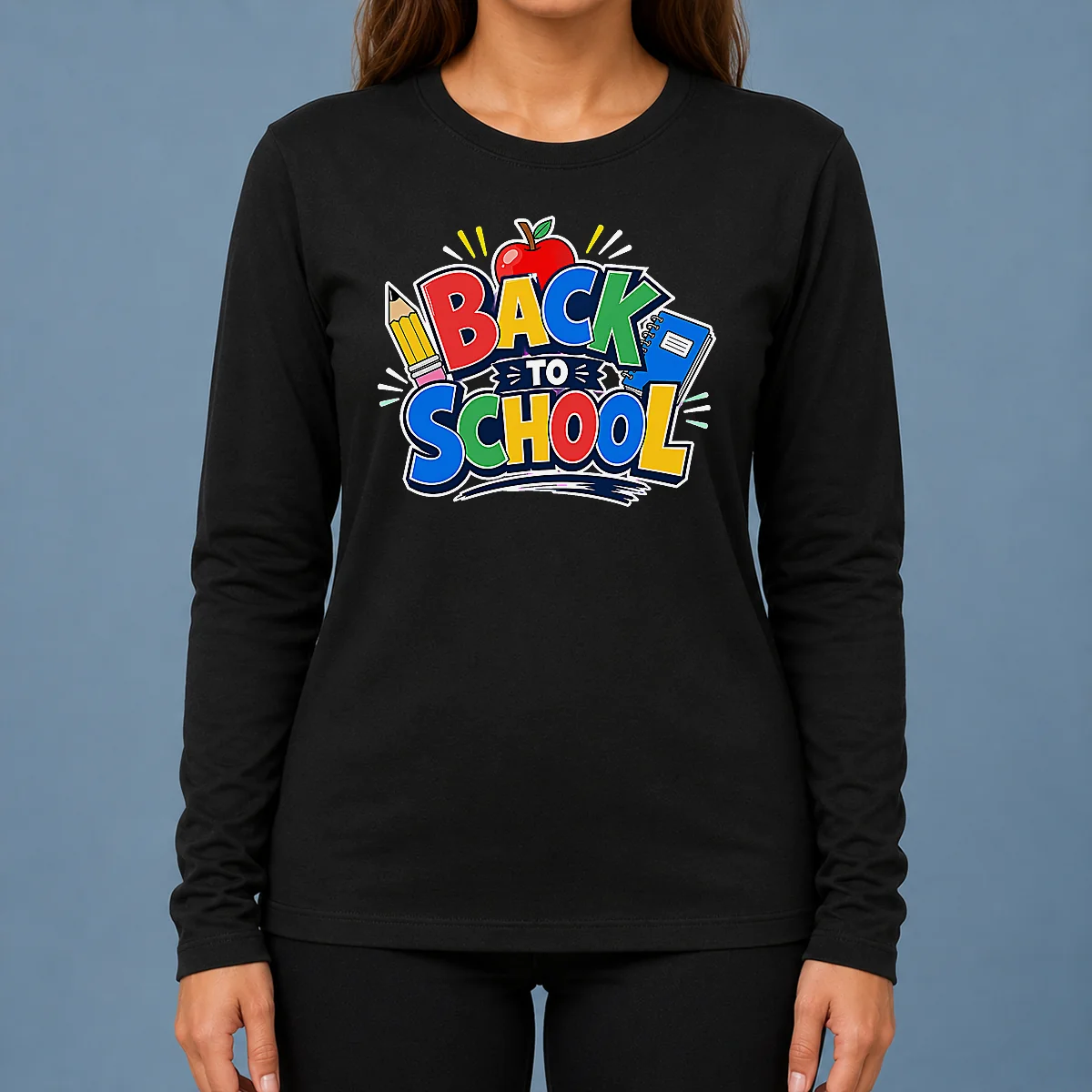 Premium Back To School Excitement Graphic Long Sleeve Shirt