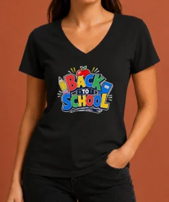 Premium Back To School Excitement Graphic V-Neck Shirt