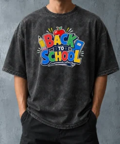 Premium Back To School Excitement Graphic Washed T-Shirt