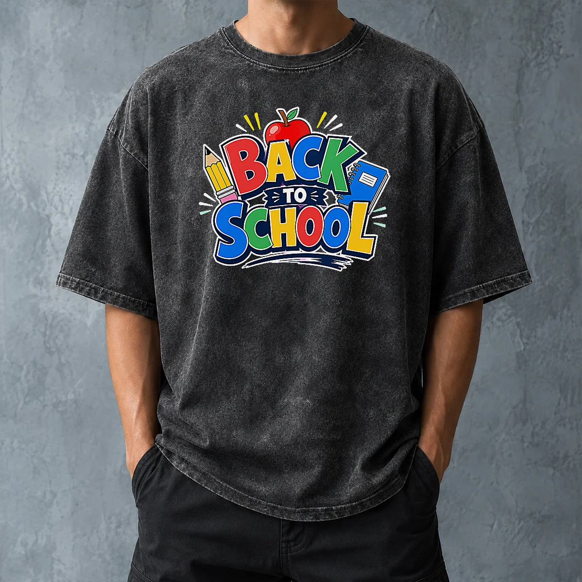 Premium Back To School Excitement Graphic Washed T-Shirt