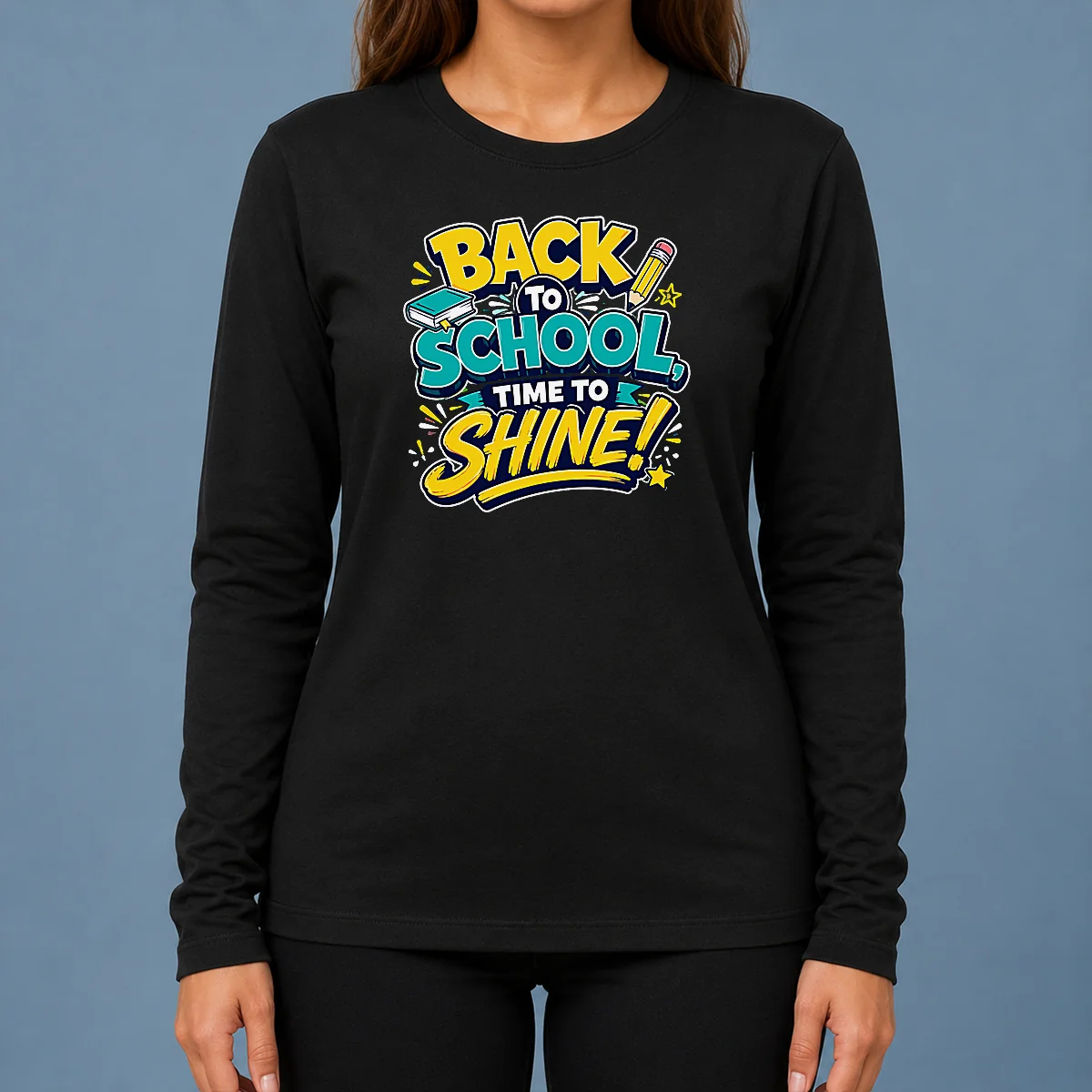 Premium Back To School Time To Shine Vector Long Sleeve Shirt