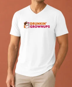Premium Funny Drunkin Grownups DG Mug Logo Parody V-Neck Shirt