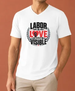 Premium Good Labor Is Love Made Visible Silhouette V-Neck Shirt