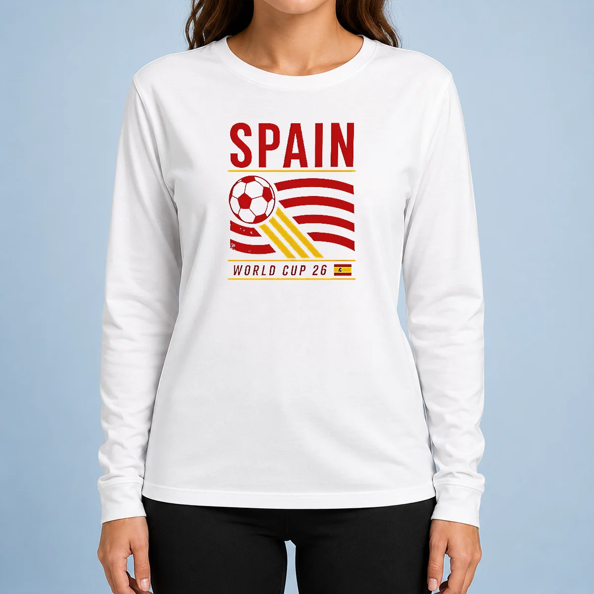 Premium Good Spain National Football Team World Cup 26 Soccer Team Long Sleeve Shirt