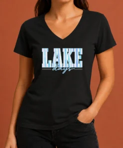 Premium Nice Ake Days Striped Summer Preppy Cottage Coastal V-Neck Shirt