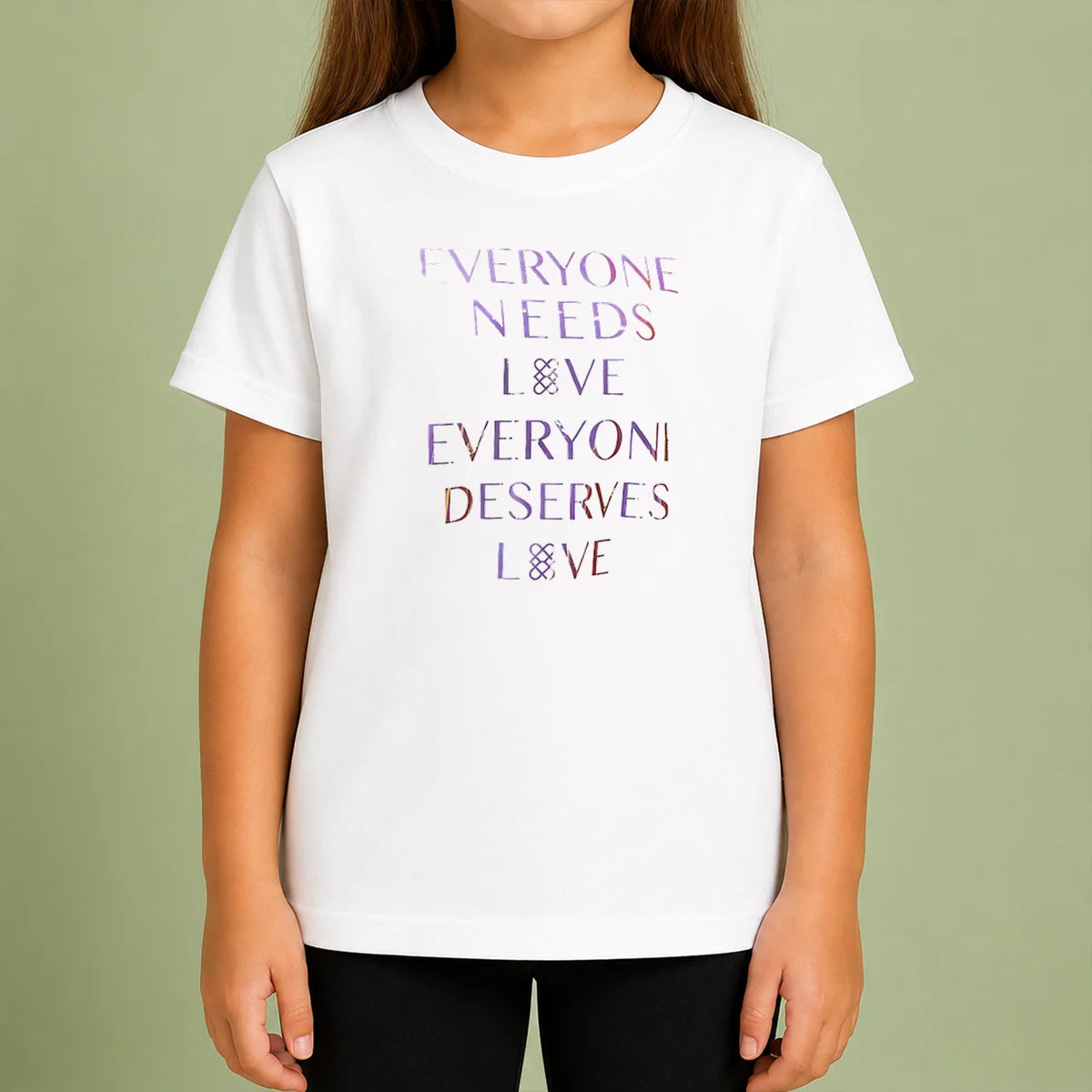 Premium Official Everyone Needs Love Everyone Deserves Love kids t shirt in white, short sleeve cotton tee for children