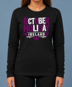 Premium Original October Holiday Ireland Stencil For Cozy Fall Celebrat Long Sleeve Shirt