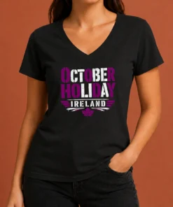 Premium Original October Holiday Ireland Stencil For Cozy Fall Celebrat V-Neck Shirt