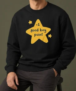 Premium Plus 1 Good Boy Point Star Reward Positive Reinforcement sweater in navy blue, long-sleeve cozy knit