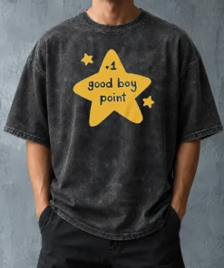 Premium Plus 1 Good Boy Point Star Reward Positive Reinforcement Washed T Shirt in soft washed cotton fabric