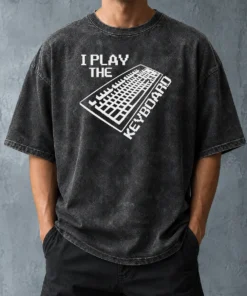Premium Pretty I Play The Keyboard Pixel Art Gamer Computer Washed T-Shirt