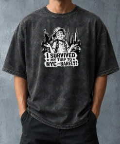 Premium Pretty NYC Trip Survivor Stencil Washed T-Shirt