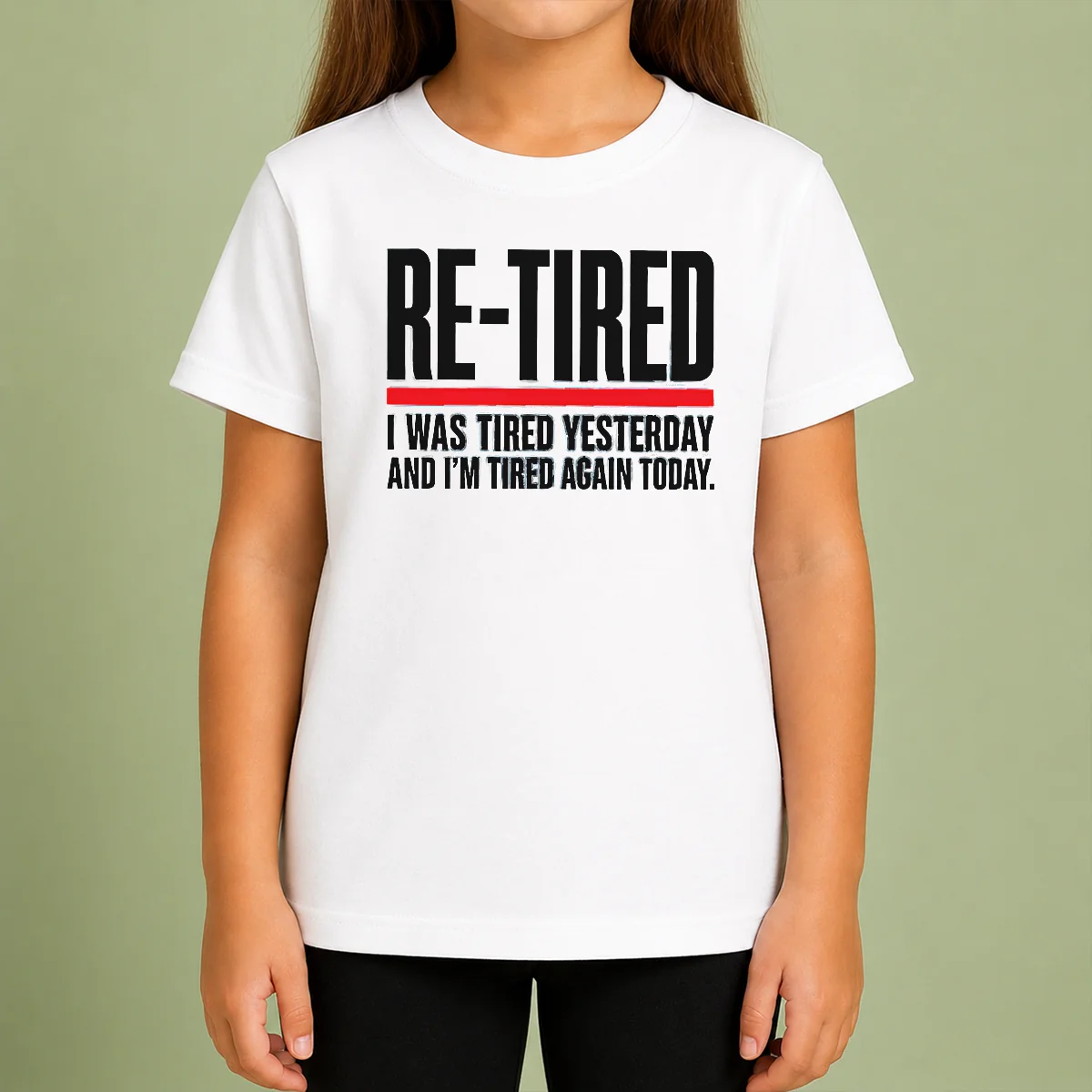 Premium Pretty RE TIRED Funny Office Burnout Graphic Kids T-Shirt