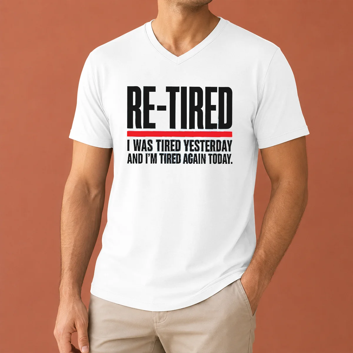 Premium Pretty RE TIRED Funny Office V-Neck Shirt Premium Pretty RE TIRED Funny Office V-Neck Shirt