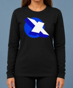 Premium Top X Logo On Blue Circle Symbol Logo Long Sleeve Shirt