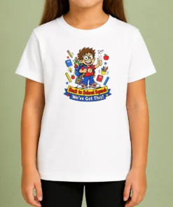 Pretty Awesome Back To School Cartoon Squad For Kids kids t shirt featuring colorful cartoon characters on a comfortable cotton fabric
