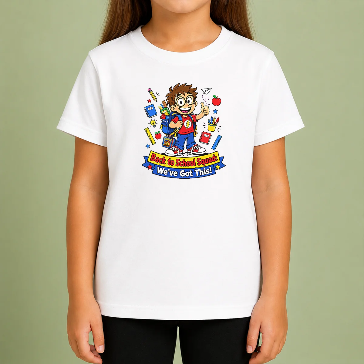 Pretty Awesome Back To School Cartoon Squad For Kids kids t shirt featuring colorful cartoon characters on a comfortable cotton fabric