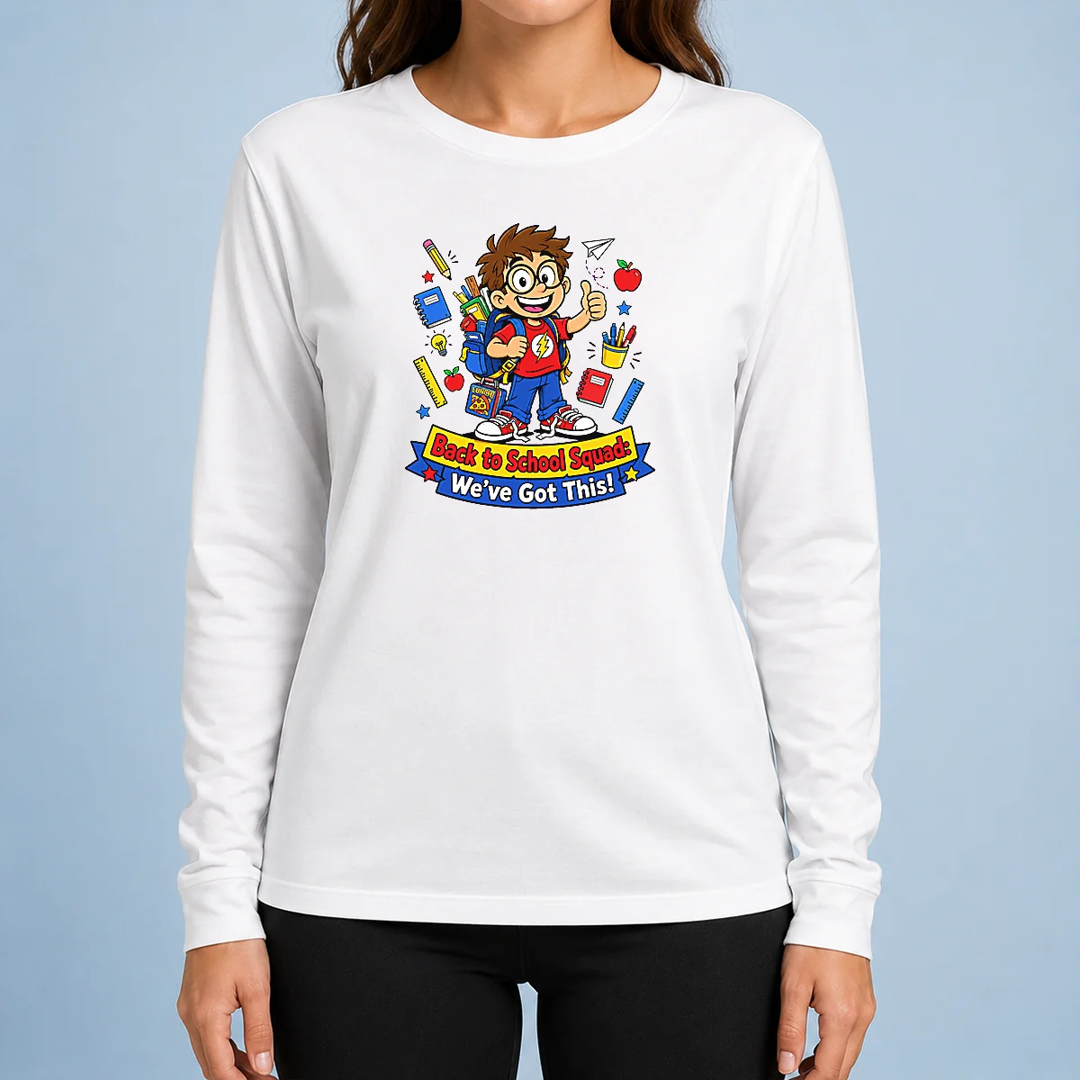Pretty Awesome Back To School Cartoon Squad For Kids Long Sleeve Shirt